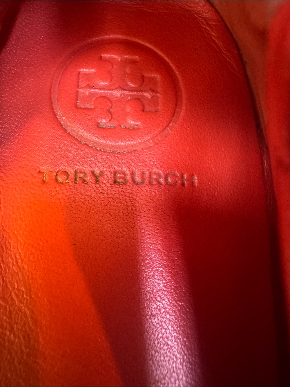 Tory Burch Minnie Travel Ballet Flat Orange Coral Leather - Picture 6 of 7